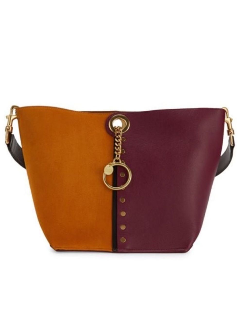 See by Chloe Gaia Colorblocked Suede Leather Oversized Hobo Bag in Sienna